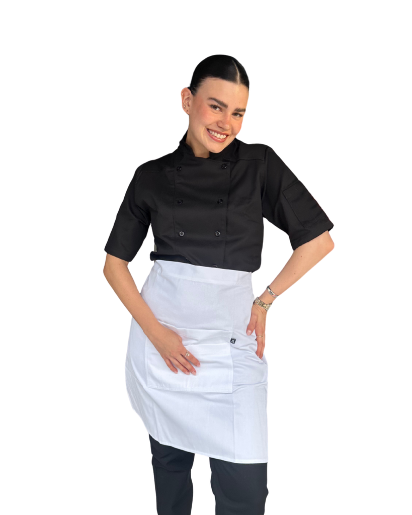 [R92302-100-M] zittro Medio mandil delantal chef Negro. R92302-660 (copia)