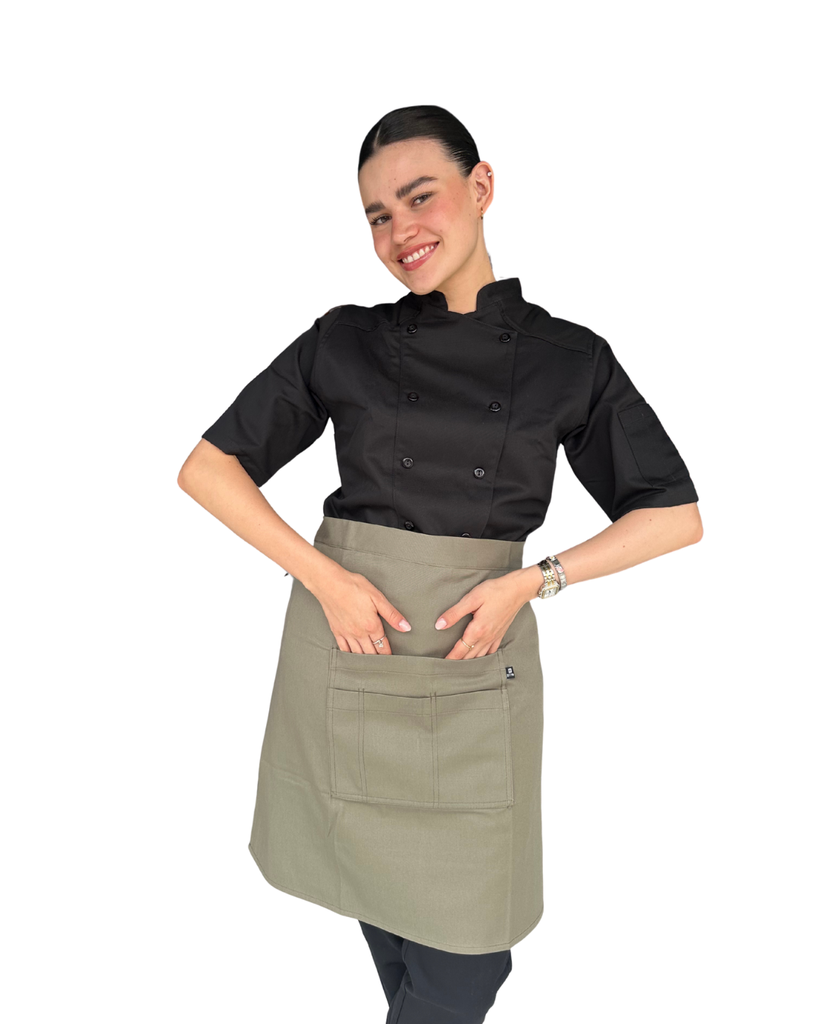 [R92351 350 M] zittro Medio mandil delantal chef Verde Cemento. R92351-350