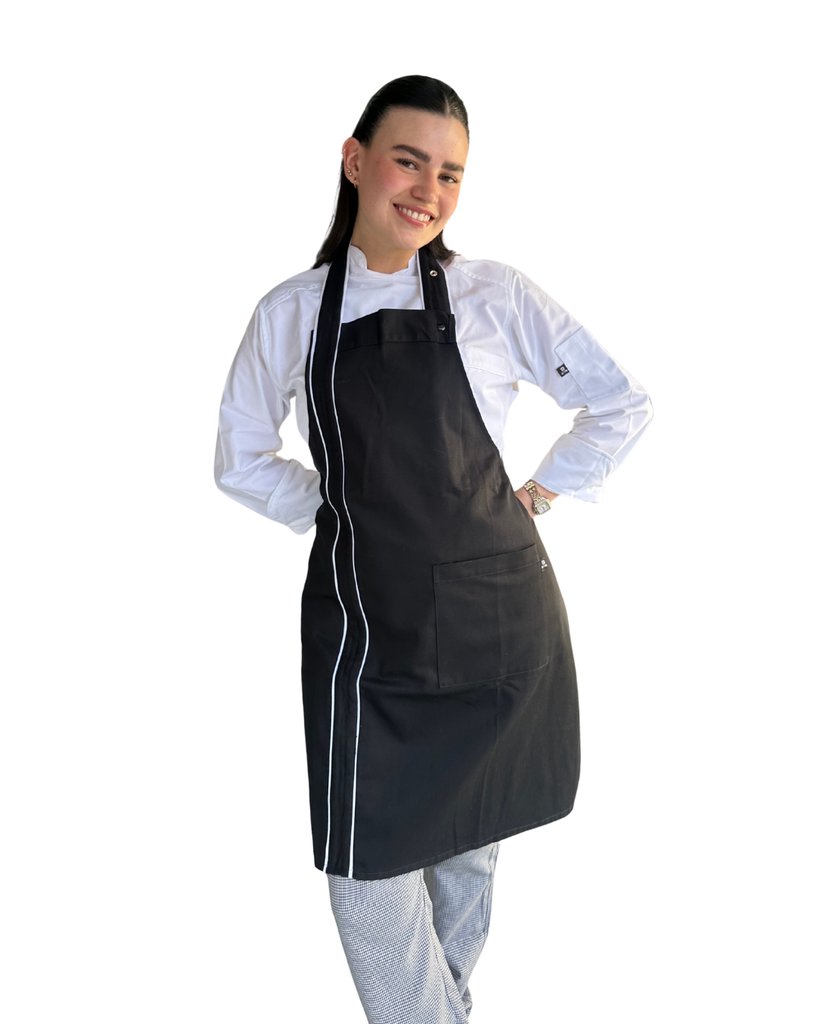 [WF-J7TM-1L2P] zittro Mandil delantal chef franja Negro. R92301-001 UNI