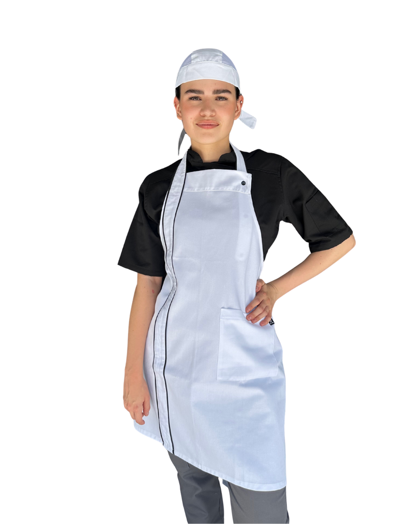 [N8-J0CD-VL4U] zittro Mandil delantal chef franja Blanco. R92301-100 UNI