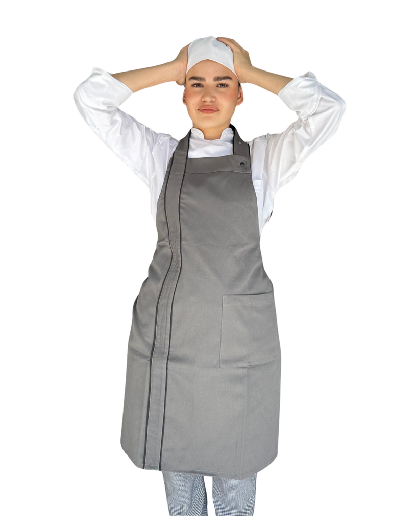 [R920302-000] zittro Mandil delantal chef franja Gris Oxford. R920301-000 UNI