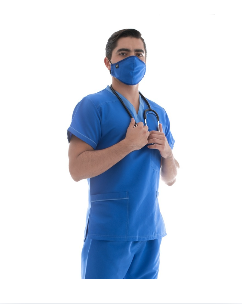 [M80101 441 ECH] Zittro Pijama Médico Filipina. Azul Rey/ Azul Medio (ECH)
