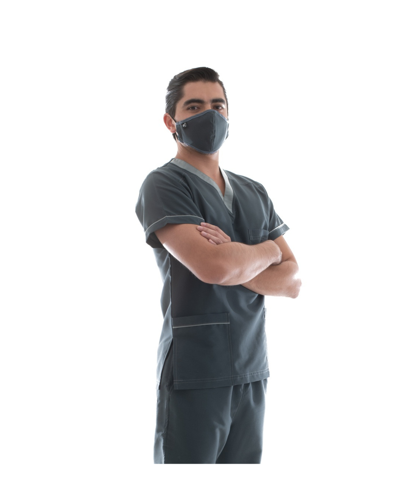 [M80101 000 ECH] Zittro Pijama Médico Filipina. Gris Oxford/Gris obscuro (ECH)