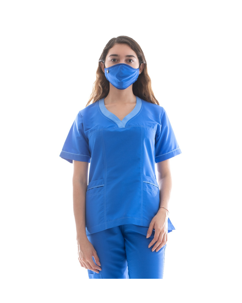 [M80201 441 ECH] Zittro Pijama Médico Filipina Mujer. Azul Rey/Azul Medio (ECH)