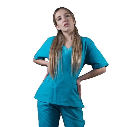 [M80201 330 ECH] Zittro Pijama Médico Filipina Mujer. Turquesa/Turquesa Claro (ECH)
