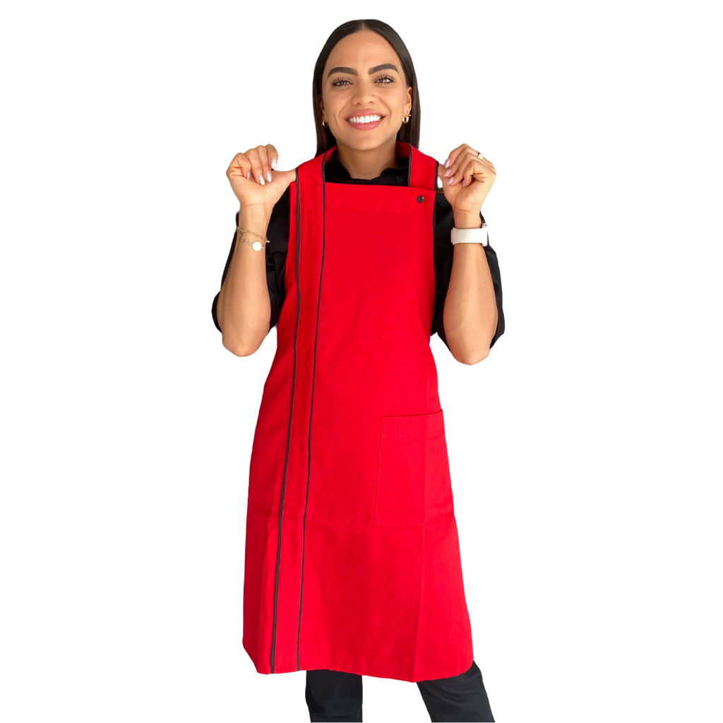 [R92302-660] zittro Mandil delantal chef franja Rojo. R92301-660 UNI